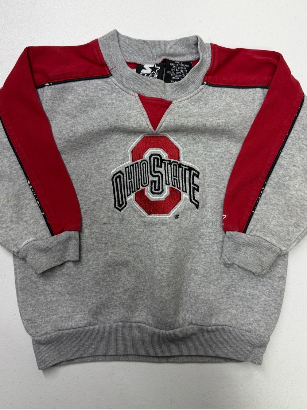 Vintage Starter Ohio State Buckeyes Toddler Sweatshirt 3T Gray Red Embroidered